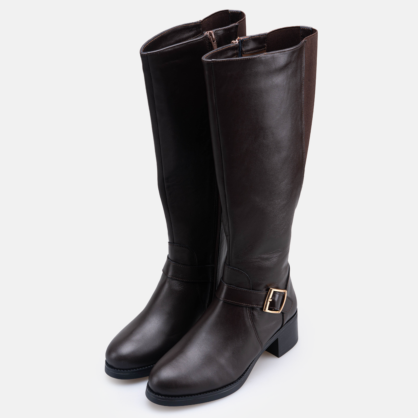 Volzak 066 Botte genouillère en cuir Marron Foncé