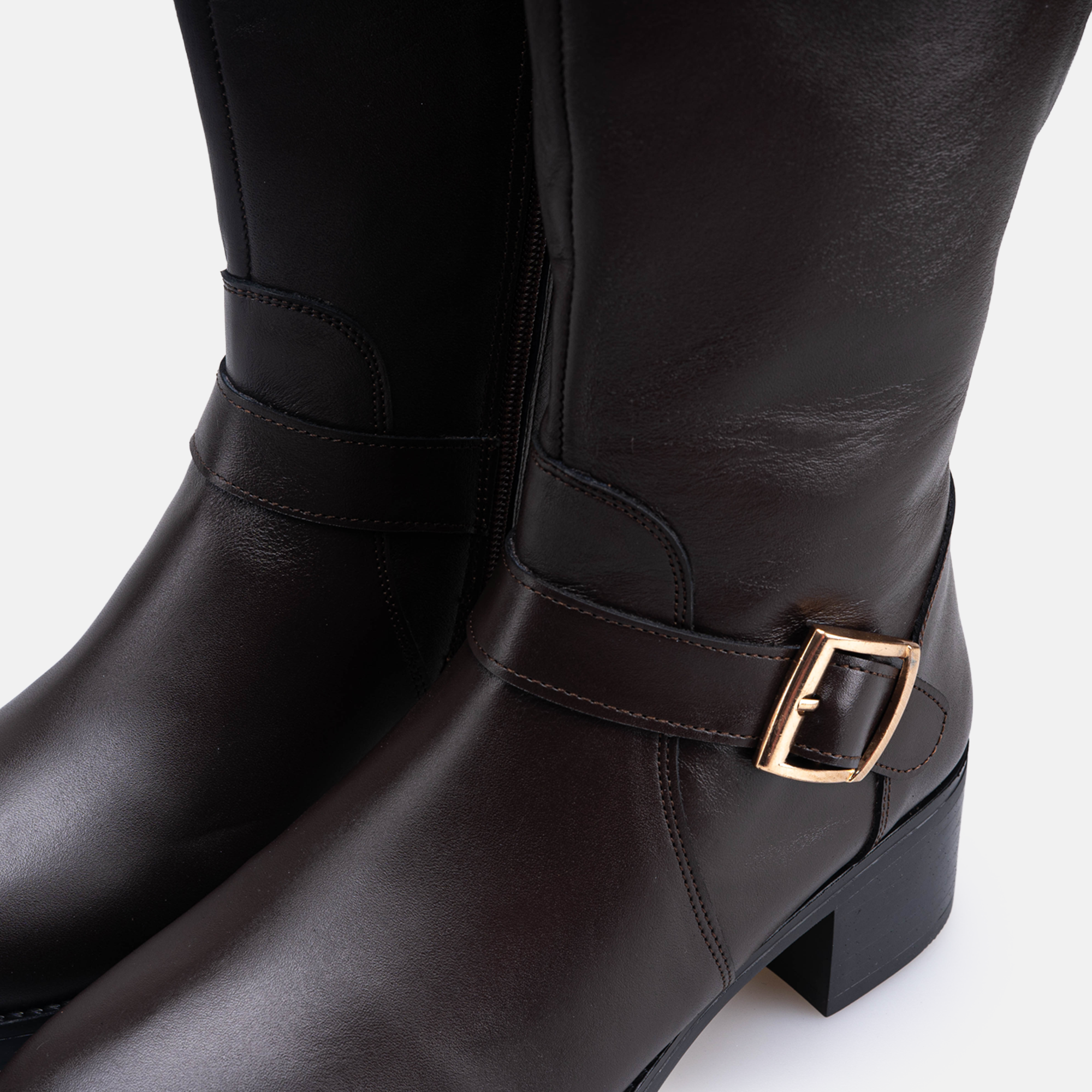 Volzak 066 Botte genouillère en cuir Marron Foncé