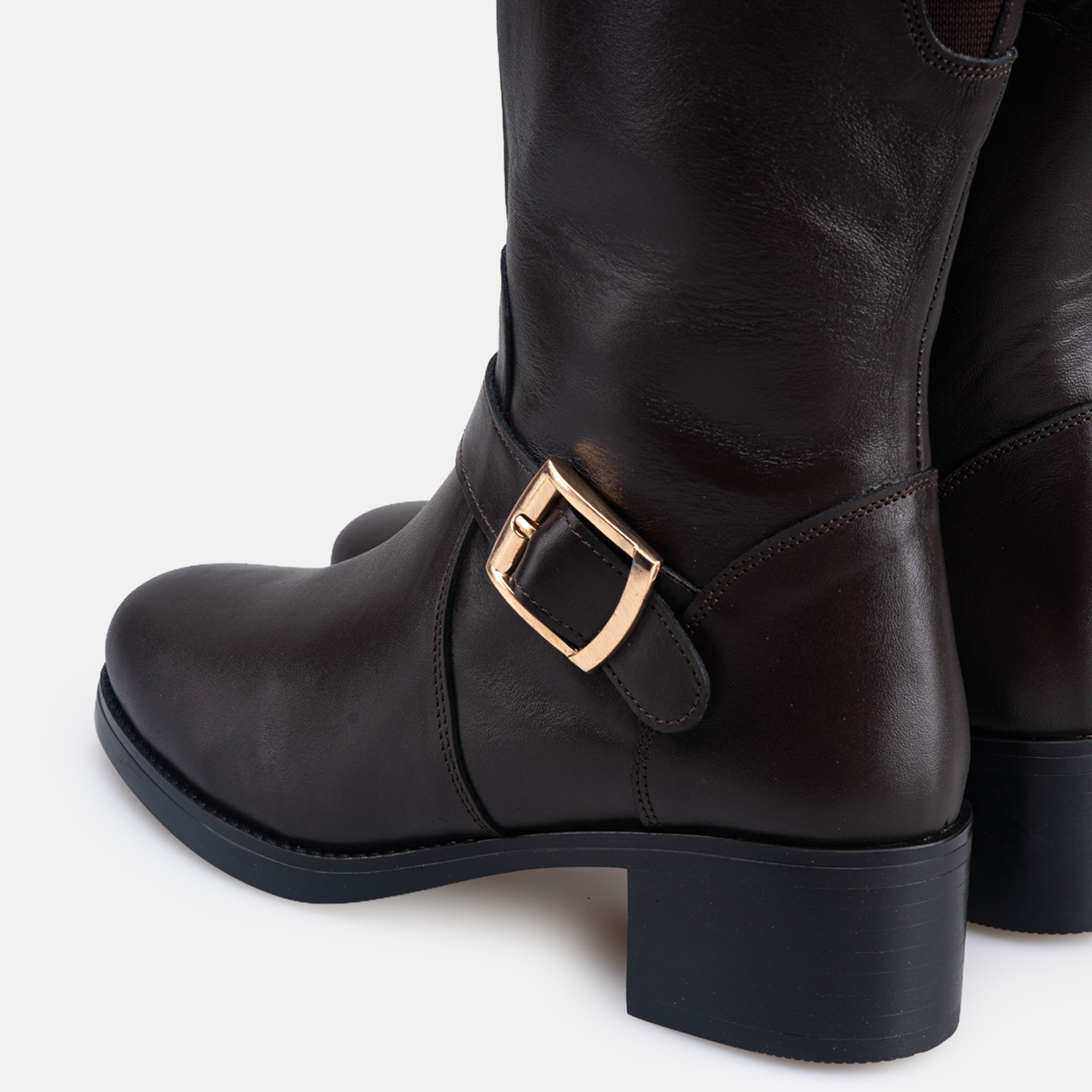 Volzak 066 Botte genouillère en cuir Marron Foncé