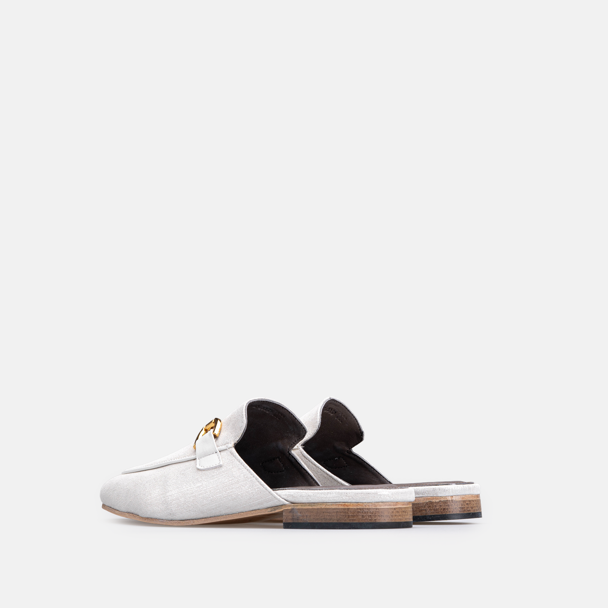 Volzak 3060 Mule en cuir Blanc Argenté Édition limitée