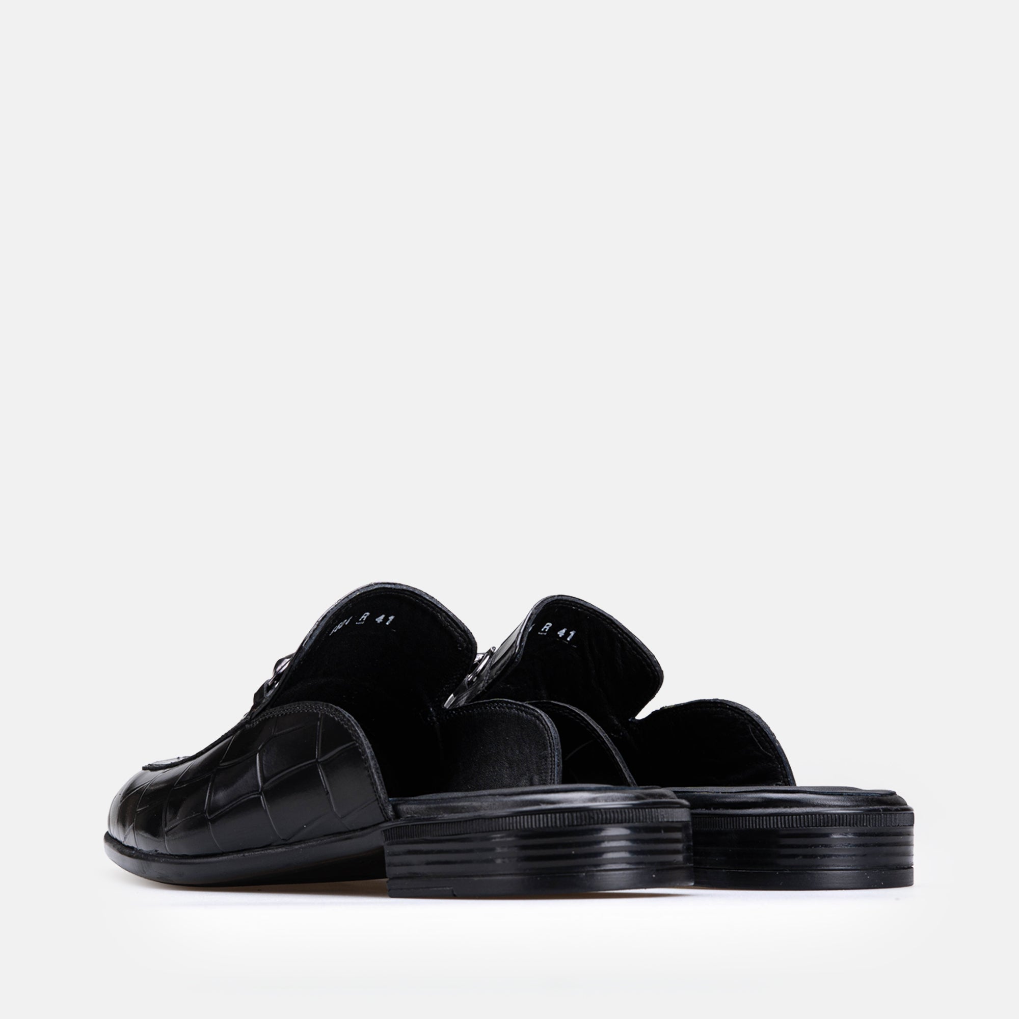 Volzak 5604 Mule en cuir Noir Croco