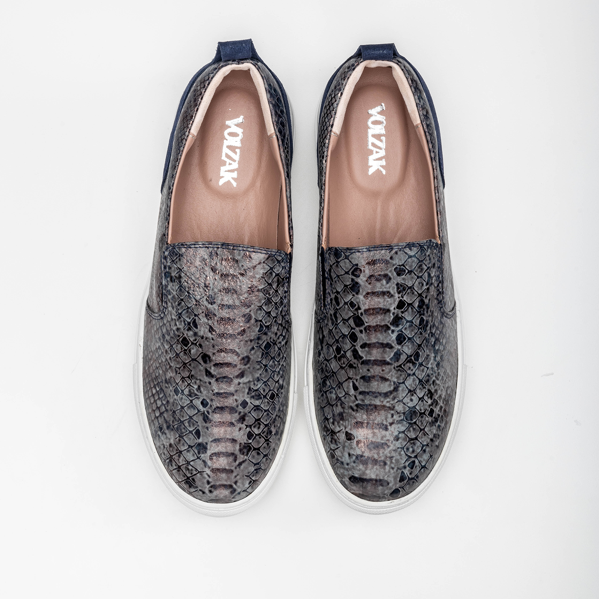 Volzak 072 Navy Blue Snake Leather Sneakers