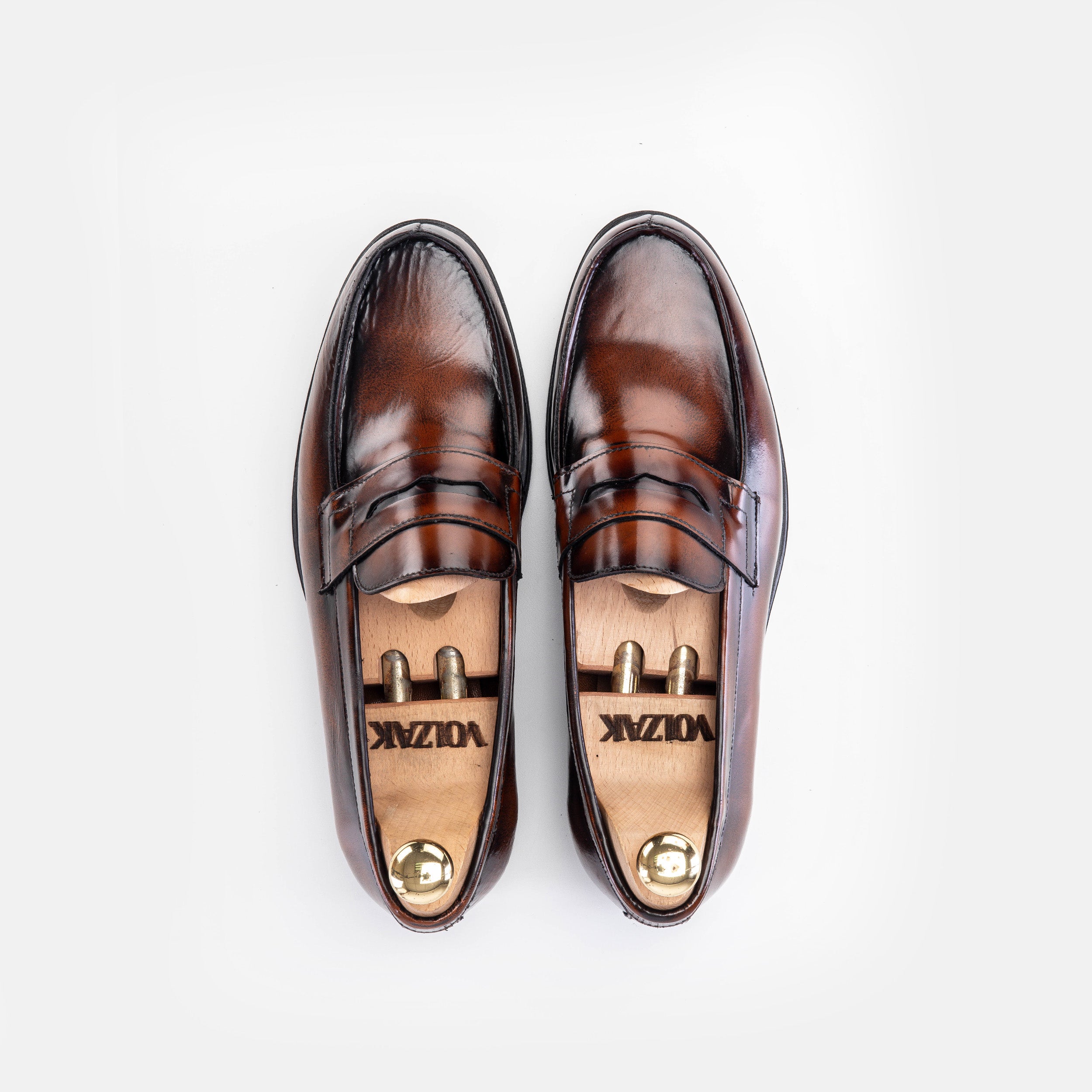 Volzak 5157 mocassin en cuir demasquable marron vintage
