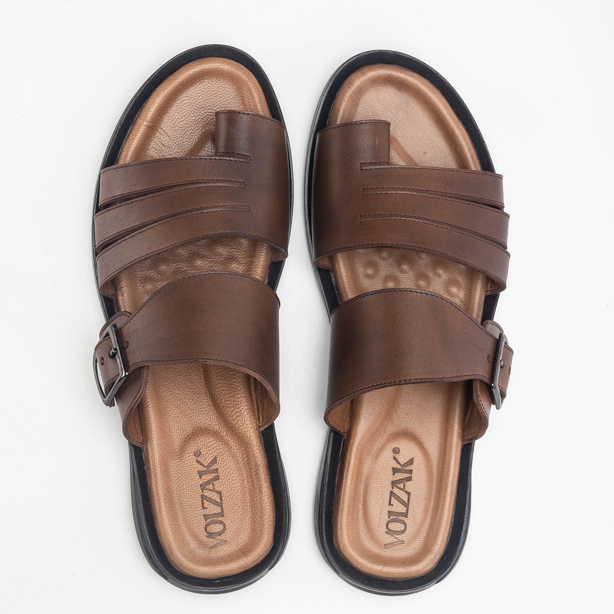 Volzak 5135 S Sandale en cuir marron vintage