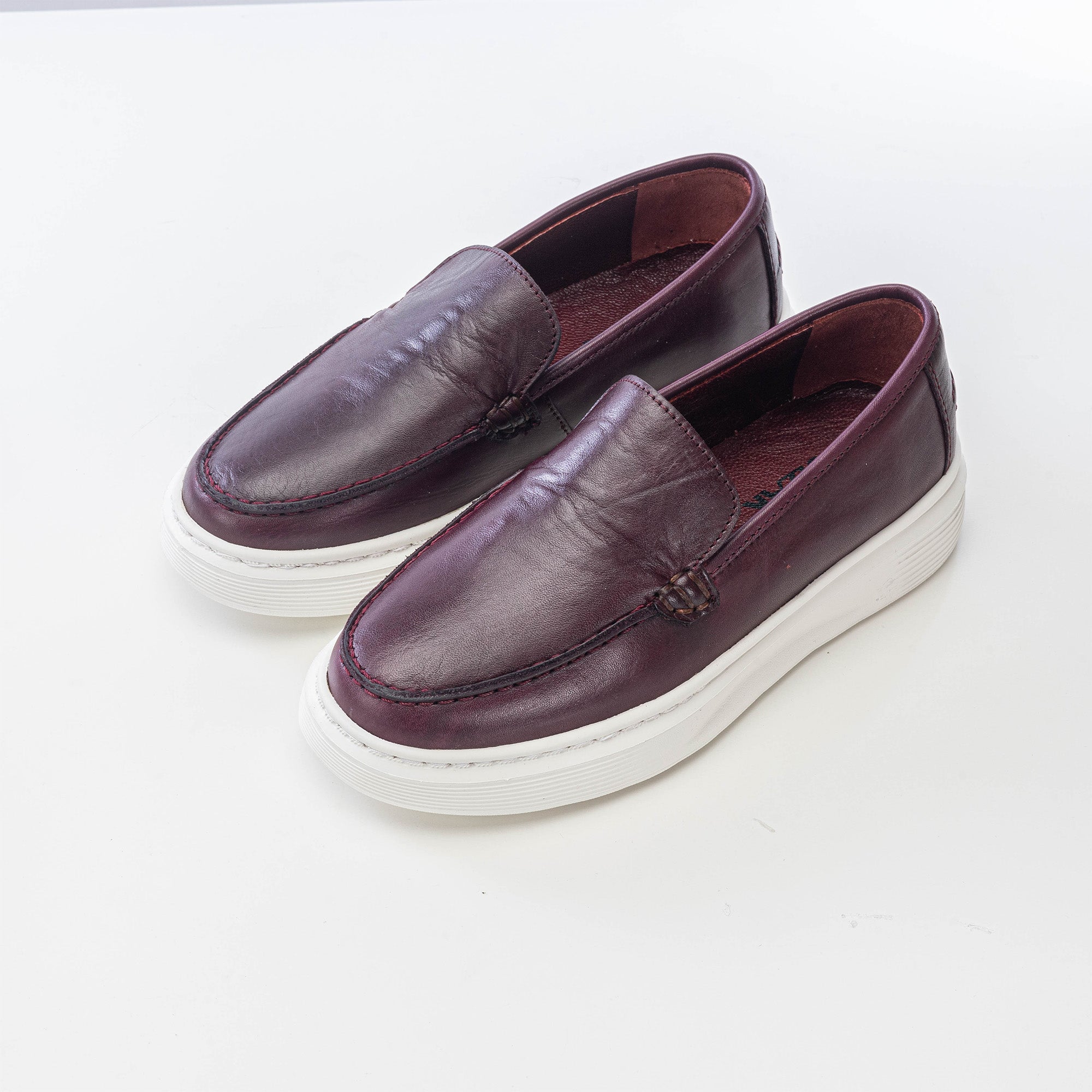 Volzak 401 Basket enfant en cuir Bordeaux