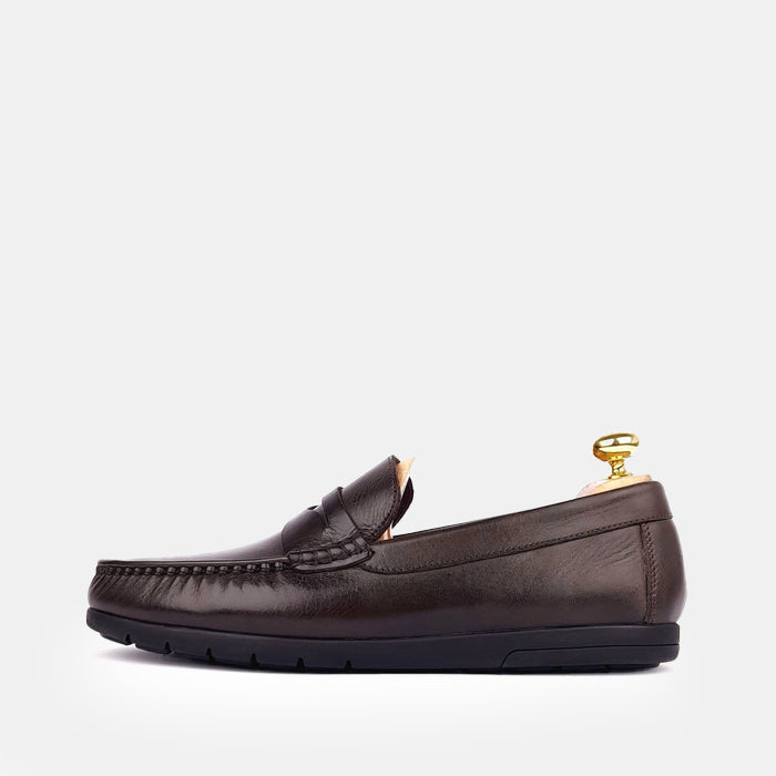 Volzak 099 Mocassin en cuir marron foncé