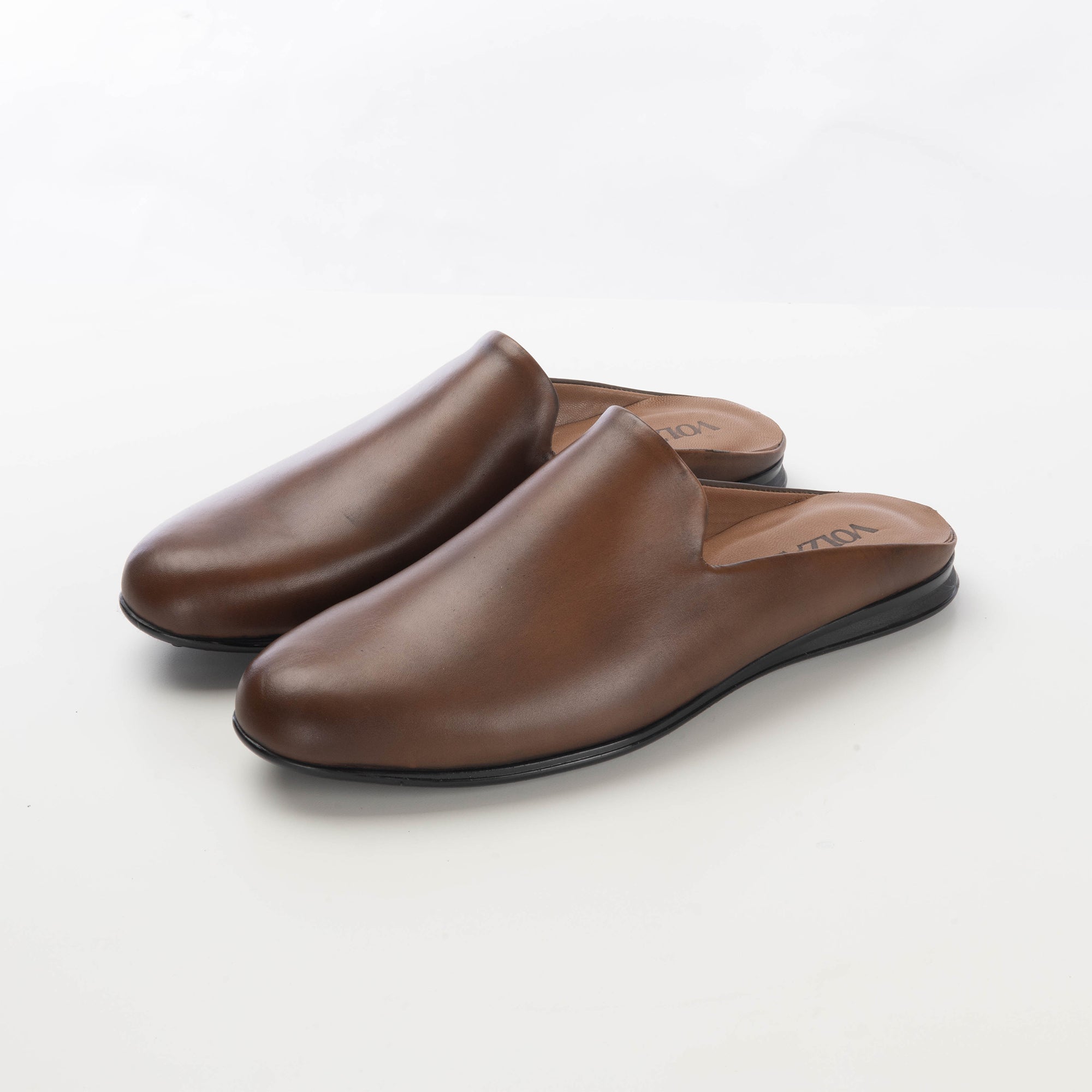 Volzak 5174 Mule en cuir marron vintage