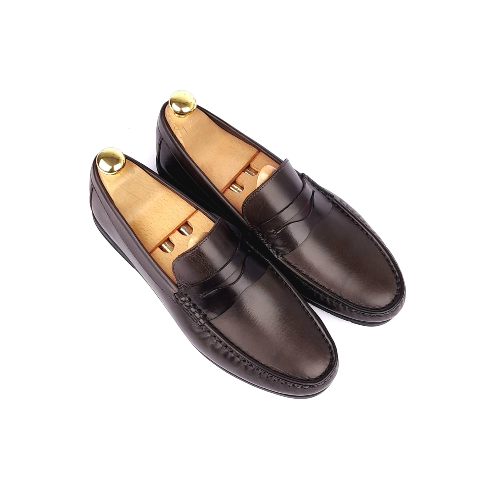 Volzak 099 Mocassin en cuir marron foncé