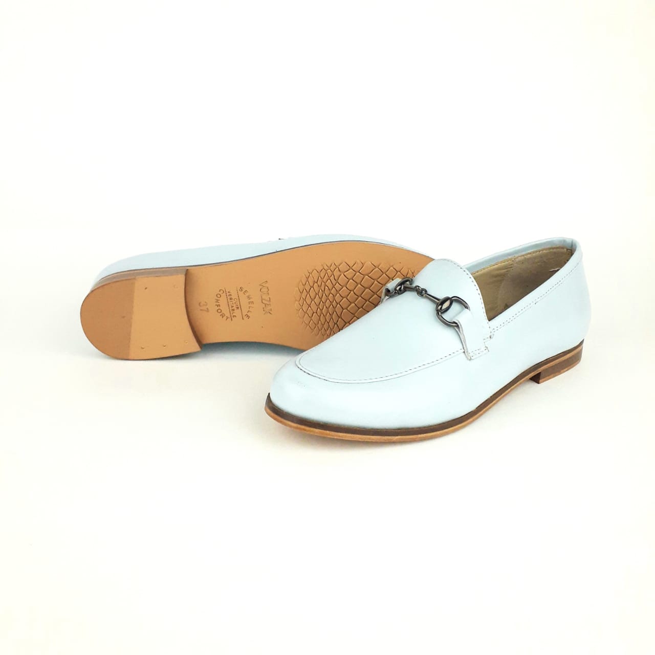 Volzak 102 Mocassin en cuir vert d'eau