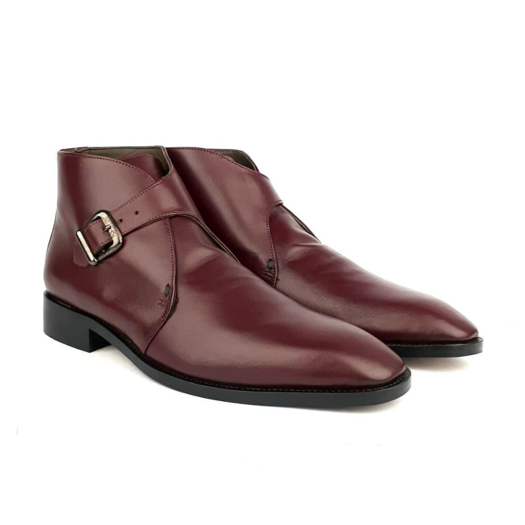 1192 Bottine en cuir bordeaux