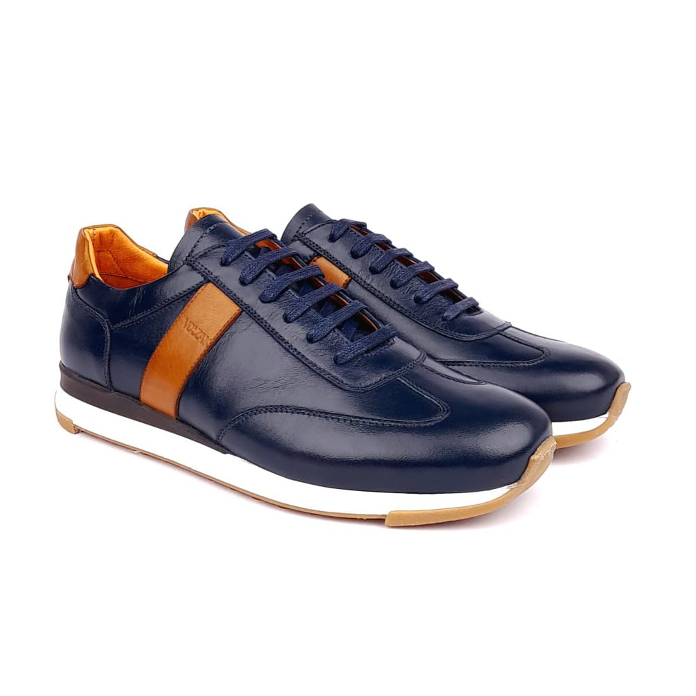 Volzak 6048 Basket en cuir Bleu Camel